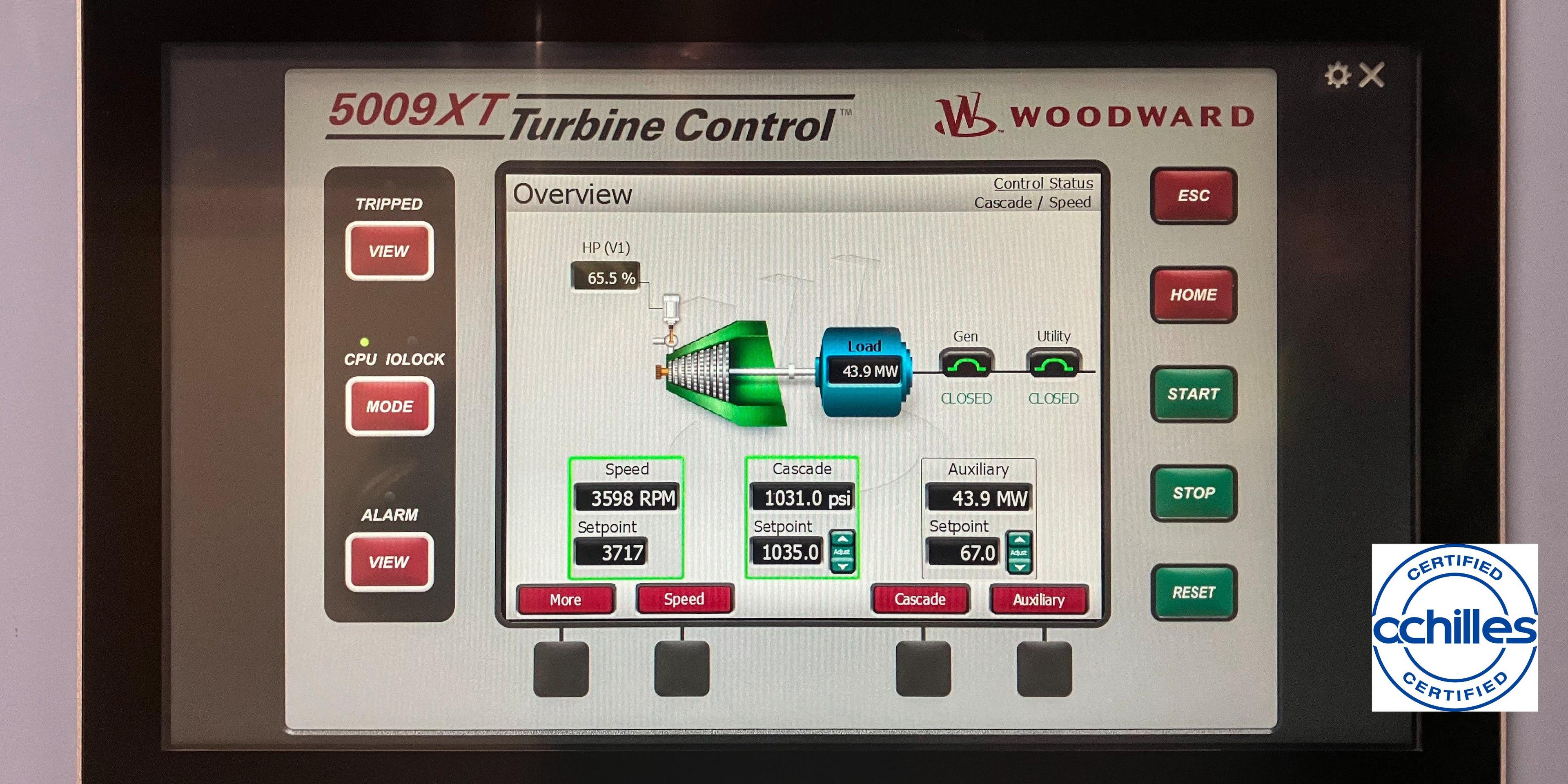 Human-Machine Interface (HMI) for Woodward 5009XT Turbine Control.