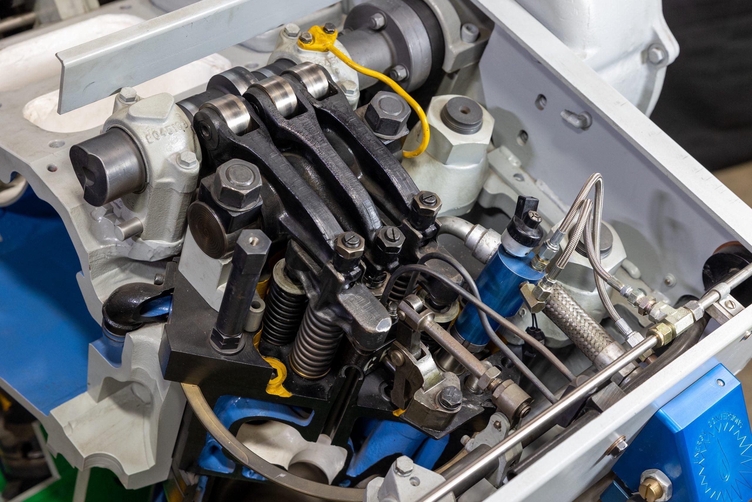 Cutaway of an EMD 645 engine with Engenious Engineering's Dual-Fuel conversion applied.