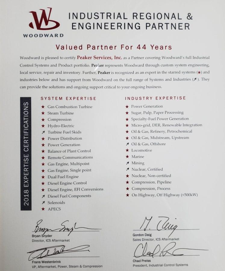 An image of a Peaker certification document.