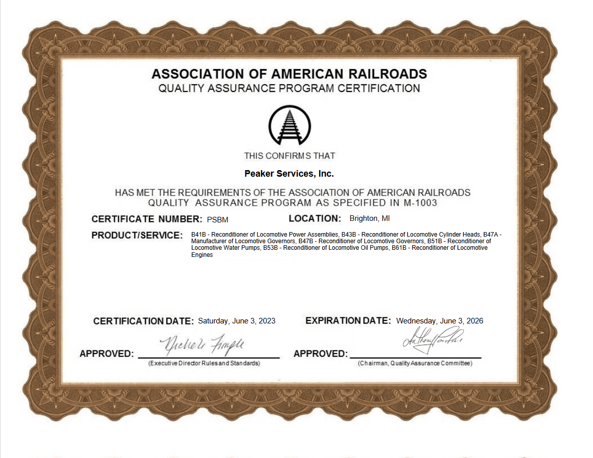 AAR M-1003 2020-2023 Certificate